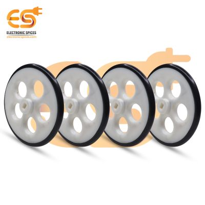 60 x 5.7mm Hard Plastic Build Rubber Cover Wheel for Stepper Motor Pack of 4